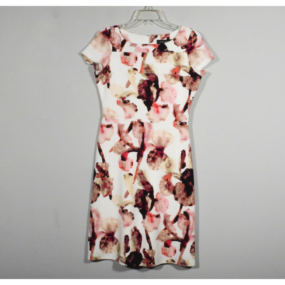 Ivanka Trump Watercolor Floral Short Sleeve Sheath Office Lined Dress Sz 12